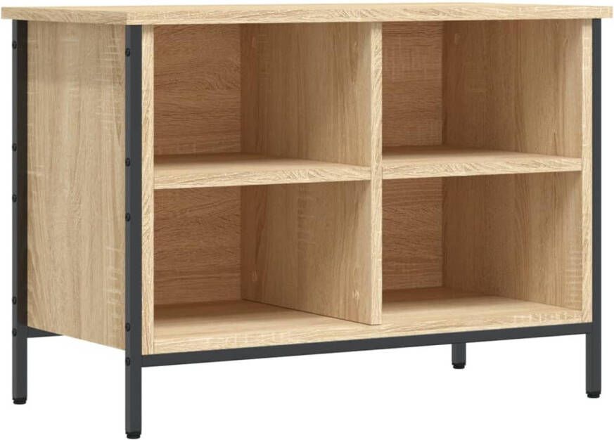 The Living Store Schoenenkast 69x35x50 cm bewerkt hout sonoma eikenkleurig Schoenenkast Schoenenrek Bergruimte Kast Houten Kast