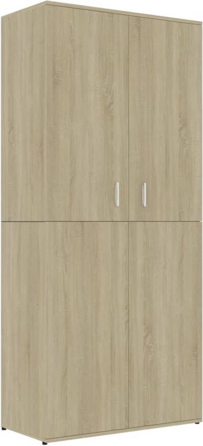 The Living Store Schoenenkast 80x39x178 cm bewerkt hout sonoma eikenkleurig Schoenenkast Schoenen Rek Houten Schoenenkast Sonomakleurige Schoenenkast Entree Kast