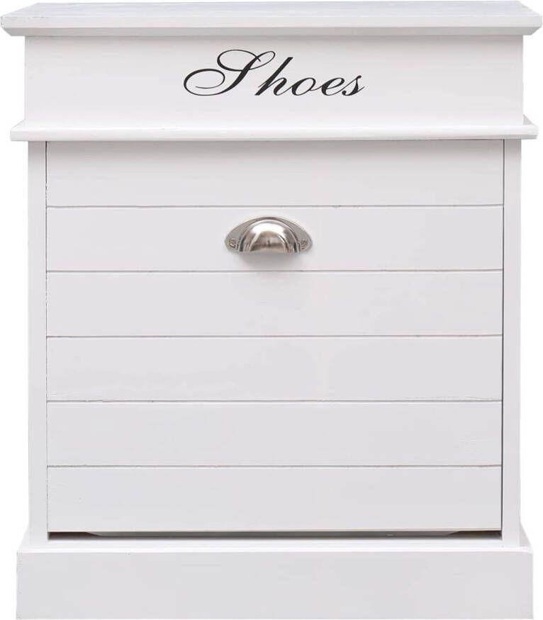 The Living Store Schoenenkast Tijdloos Paulowniahout 50 x 28 x 58 cm Wit Schoenenkast Houten Schoenenkast Paulowniahouten Schoenenkast Wit Schoenenkast Schoenenopbergers