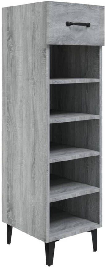 The Living Store Schoenenkast Trendy Meubelen Afmeting- 30 x 35 x 105 cm Materiaal- Bewerkt hout en metaal Kleur- Grijs sonoma eiken Trendy Schoenenkast Schoenen Kast Houten Schoenenkast Grijze Schoenenkast Schoenen Organizer