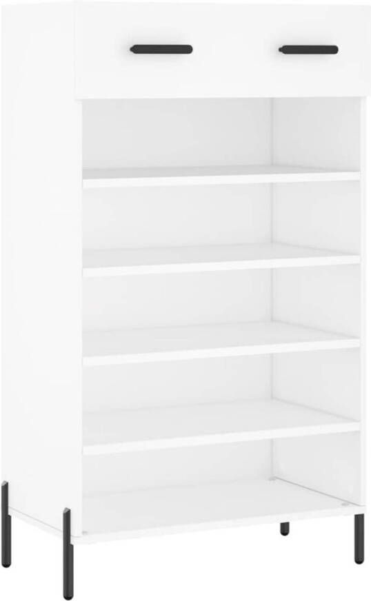 The Living Store Schoenenkast Urban 60 x 35 x 105 cm Wit Bewerkt hout