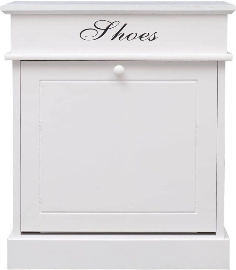 The Living Store Schoenenkast Wit 50 x 28 x 58 cm Paulowniahout Schoenenkast Houten Schoenenkast Witte Schoenenkast Paulownia Hout Bergruimte