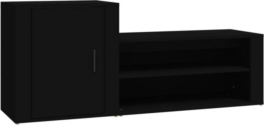The Living Store Schoenenkast Zwart 130 x 35 x 54 cm Bewerkt hout Schoenenkast Schoenen Organisatie Inbouwschoenendoos Bergruimte Houten Schoenenkast