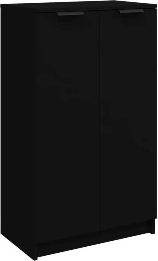 The Living Store Schoenenkast 59x35x100 cm bewerkt hout zwart Schoenenkast