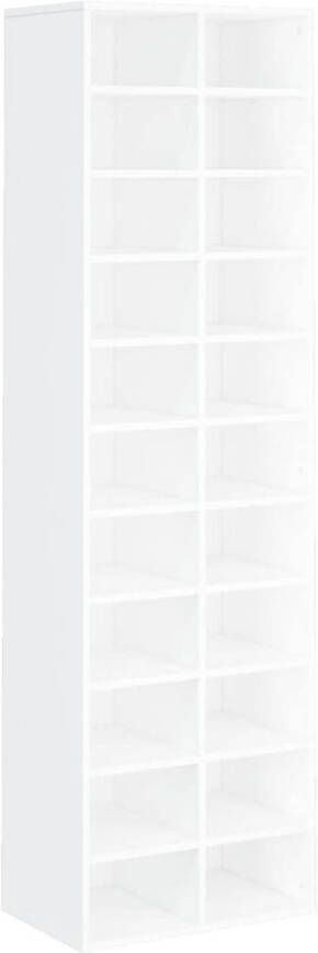 The Living Store Schoenenrek 54 x 34 x 183 cm Wit Bewerkt hout Schoenenrek Schoenuitlegger Houten Schoenenkast Wit Schoenenkast Bergruimte Schoenen
