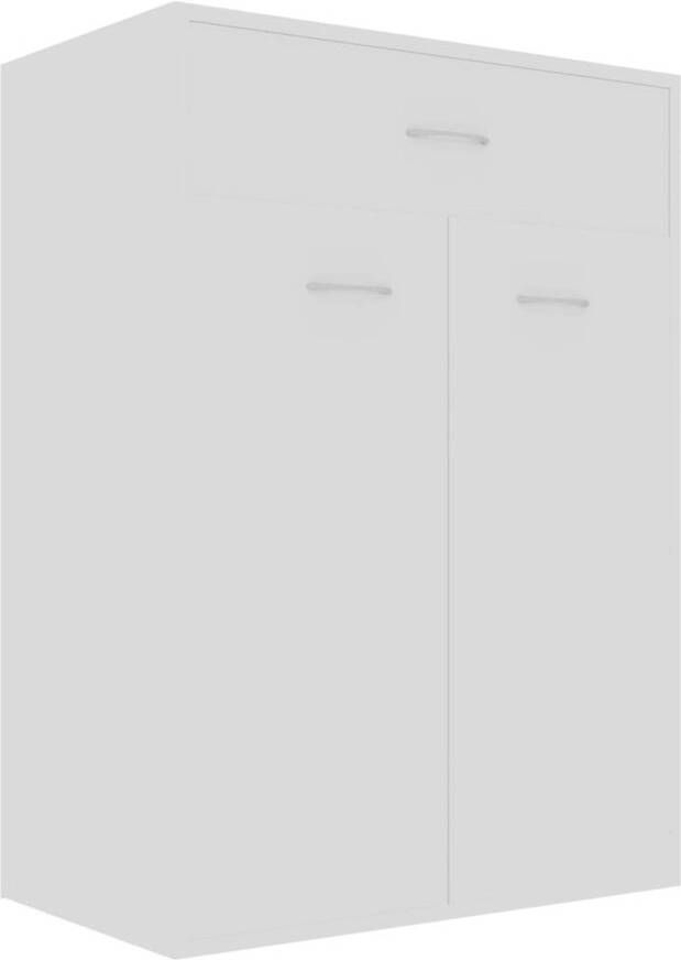 The Living Store Schoenenkast 60x35x84 cm bewerkt hout wit Schoenenkast Schoenuitlegger Houten Schoenenkast Witte Schoenenkast Bergruimte