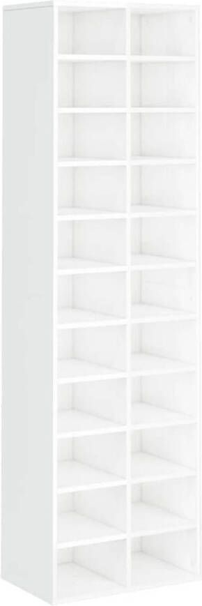 The Living Store Schoenenrek Hoogglans wit Gemaakt van bewerkt hout Afmetingen- 54 x 34 x 183 cm Met 22 schappen