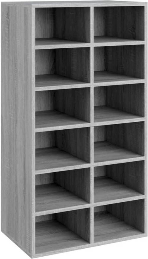 The Living Store Schoenenrek trendy ontwerp Bewerkt hout 54 x 34 x 100.5 cm Grijs sonoma eiken