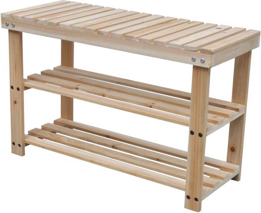 The Living Store Houten Schoenenrek 70 x 29 x 45 cm 2 Opberglagen Schoenenrek Schoenenkast Entreebank Houten Meubilair Bergruimte
