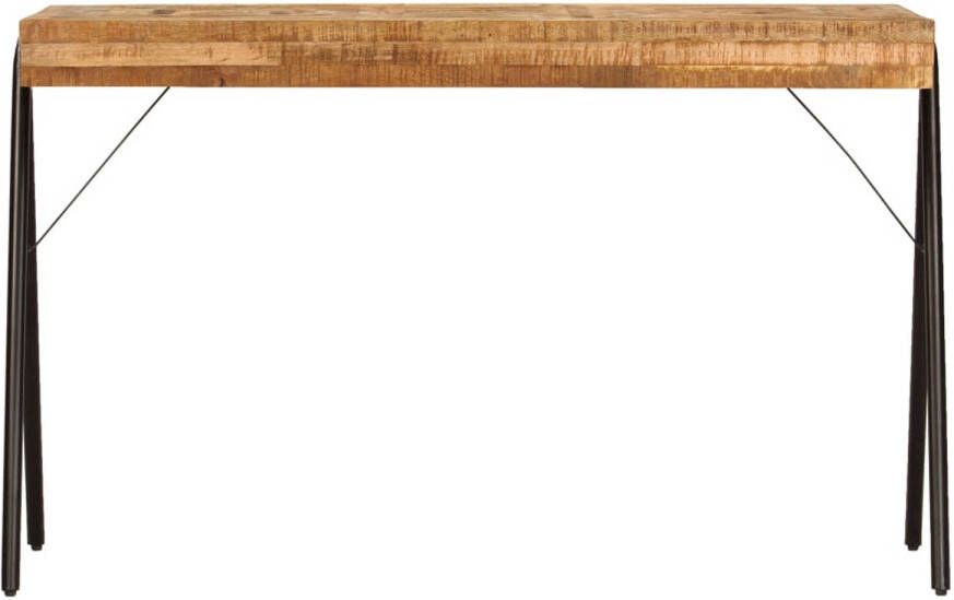 The Living Store Schrijftafel Hout 118 x 50 x 75 cm Massief mangohout en stalen poten Schrijftafel Bureaus Mangohout Bureau Industrieel Bureau Kantoormuziek