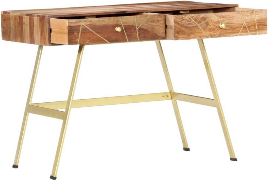 The Living Store Schrijftafel Industrieel 100 x 55 x 75 cm Massief sheeshamhout Schrijftafel Industrieel Bureau Kantooraccessoires Hout Meubilair Sheeshamhouten Bureau