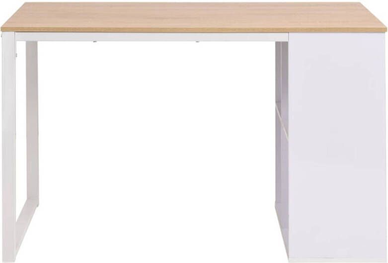 The Living Store Schrijftafel Modern Bewerkt hout 120 x 60 x 75 cm Eiken wit Met 4 opbergvakken Schrijftafel Bureaus Houten Bureau Modern Bureau Witte Bureau