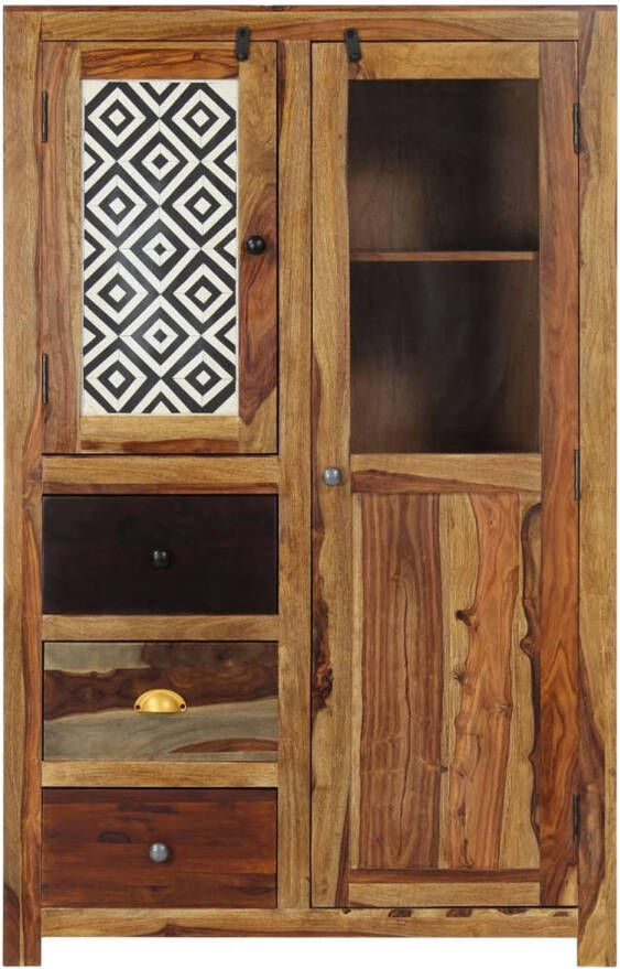 The Living Store Sheeshamhouten Kast 95 x 48 x 150 cm Massief 3 Lades 2 Deuren