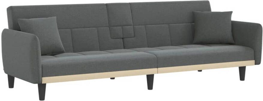 The Living Store Slaapbank Dark Grey 220x89x70cm Adjustable Backrest Foldable Tea Table Sturdy Frame USB Port 2 Cushions