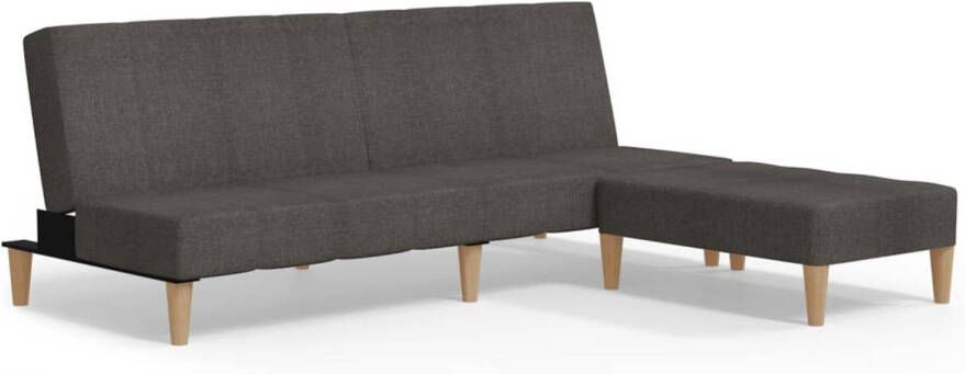 The Living Store Slaapbank Donkergrijs 200x84.5x69cm Verstelbare Rugleuning Inclusief Hocker