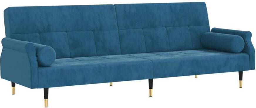 The Living Store Slaapbank Fluweel Blauw Verstelbare rugleuning Comfortabele zitplaats Stevig frame Metalen voetjes 216 x 89 x 70 cm