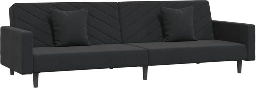 The Living Store Slaapbank Fluweel Zwart 220 x 84.5 x 69 cm Multifunctioneel conglomeren - Foto 1