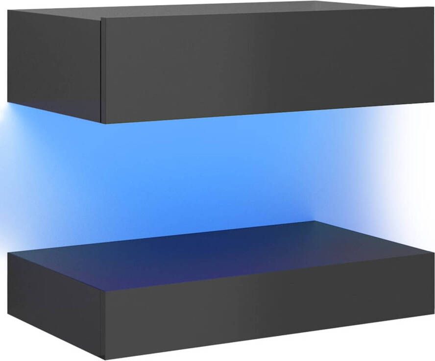 The Living Store Slaapkaastje LED-verlichting Hoogglans grijs 60 x 35 x 15.5 cm Stevige constructie