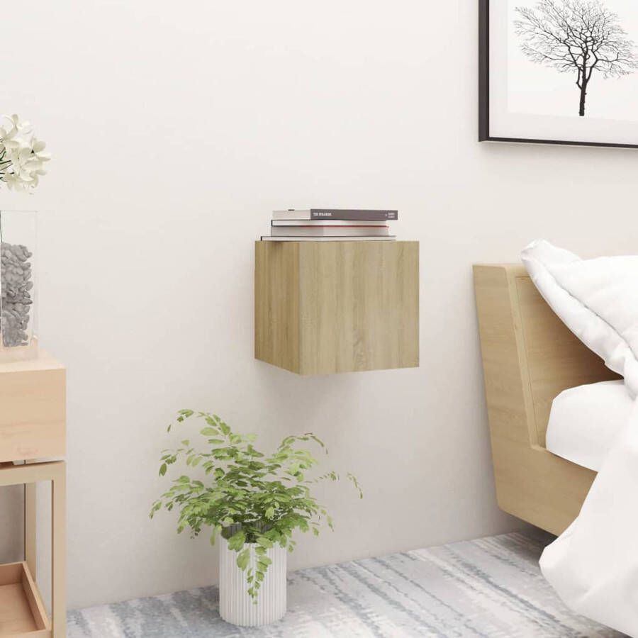 The Living Store Slaapkaastjes 30.5 x 30 x 30 cm Sonoma eiken Wandmontage Tijdschriftenopberging