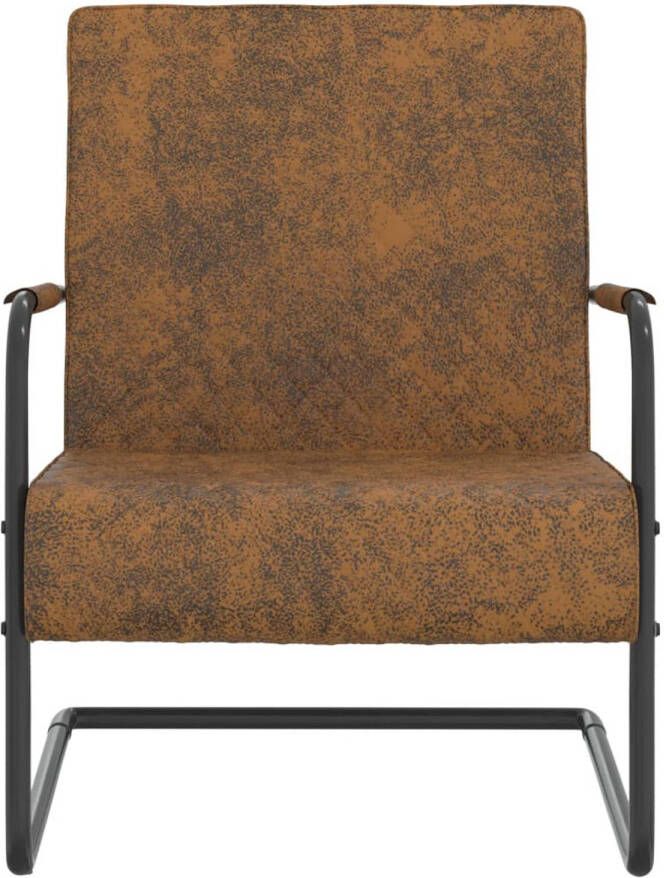 The Living Store Sledestoel Metallix Fluweel 64 x 77 x 82 cm (B x D x H) Bruin Zwart Sledestoel Fauteuil Lounge Chair Bruine Stoel Zwarte Stoel