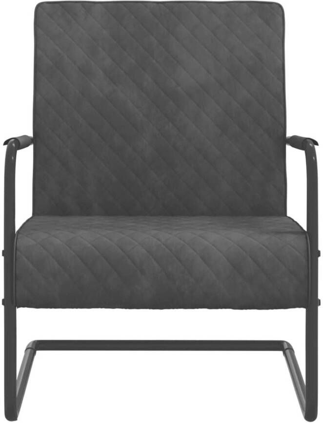 The Living Store Sledestoel Velvet Donkergrijs Zwart 64x77x82cm Metalen Frame Sledestoel Velvet Stoel Donkere Grijze Stoel Zwarte Stoel Lounge Stoel