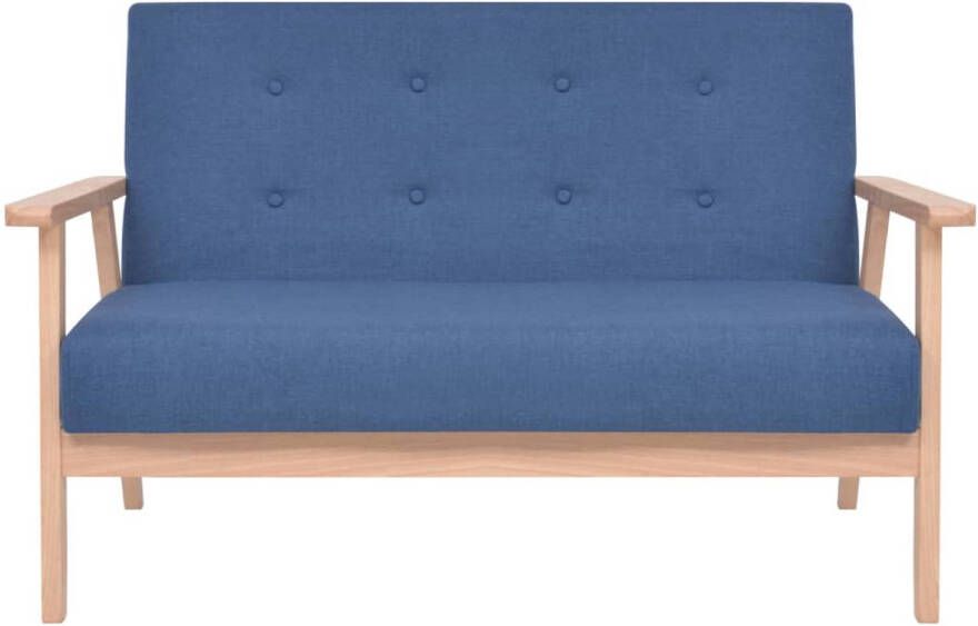 The Living Store Sofa 2-zits Blauw 113.5x67x73.5cm Comfortabele zitbank met houten frame - Foto 1