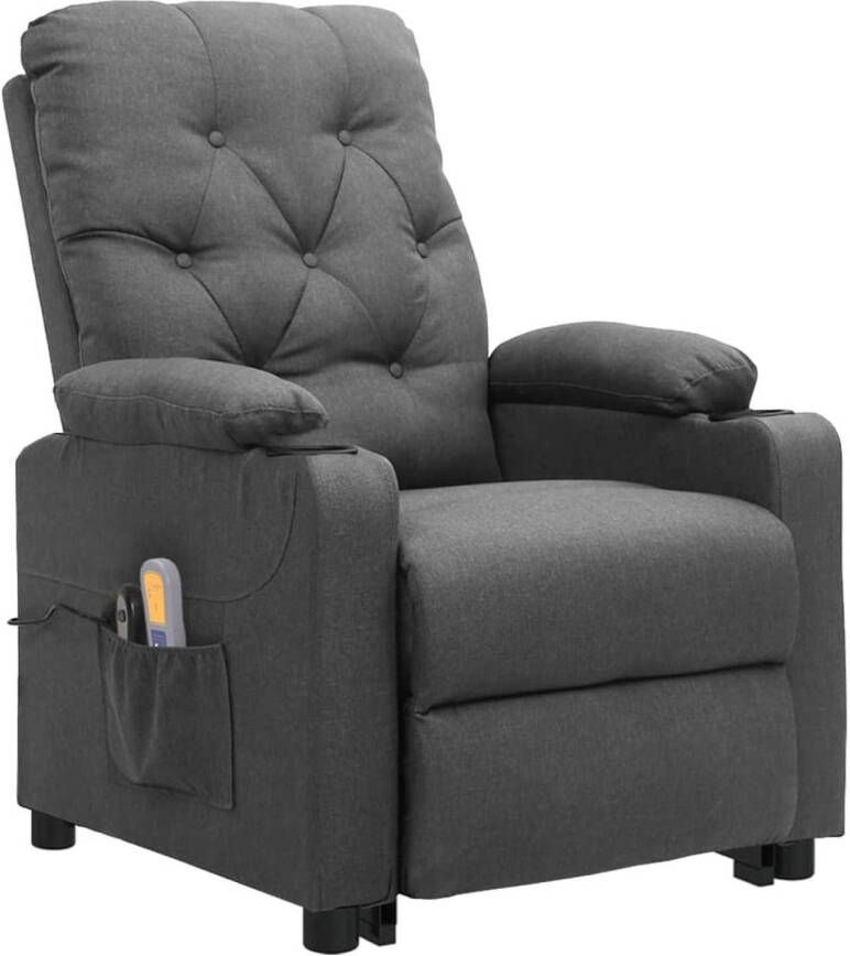 VidaXL Massagestoel Sta-op Functie Sta-op-massagestoel stof lichtgrijs Ergonomische Stoel Comfortstoel Relaxfauteuil