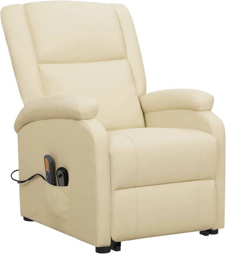 The Living Store Sta-op massagestoel Massagefunctie Verstelbaar Crème 70x89x103.5 cm Sta-opstoel Massagestoel Elektrisch Bedienbaar Ergonomische Stoel Comfortstoel