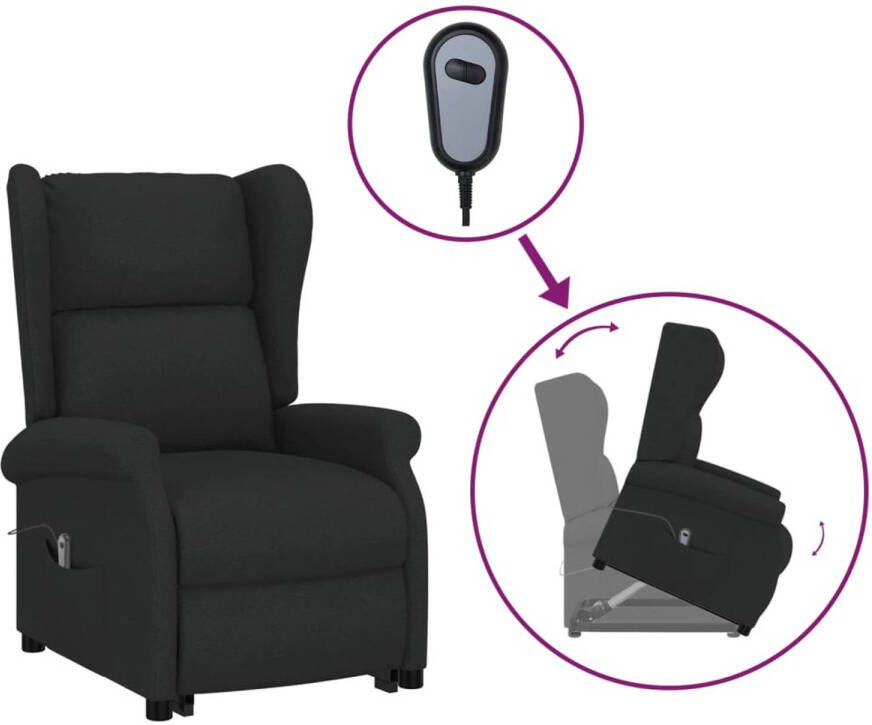 The Living Store Sta-op-stoel Elektrisch Zwart 77x89x108 cm Verstelbare hoofdsteun en voetensteun Draagvermogen 110 kg Elektrische Sta-op-stoel Sta-op Functie Verstelbare Stoel Ergonomische Stoel Comfortstoel