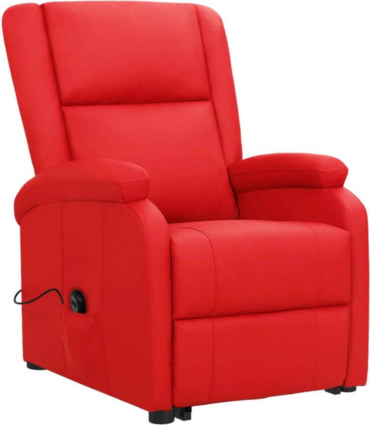 The Living Store Sta-op-stoel Kunstleer Rood 70x89x103.5 cm (BxDxH) Verstelbaar