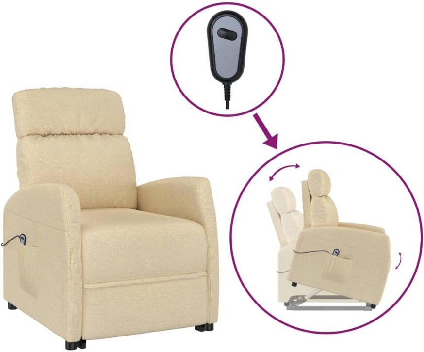 The Living Store Sta-op-stoel Stof 66x83.5x104 cm Crème Verstelbaar Sta-op-stoel Elektrisch Bedienbare Stoel Verstelbare Stoel Comfortstoel Rolstoel Alternatief