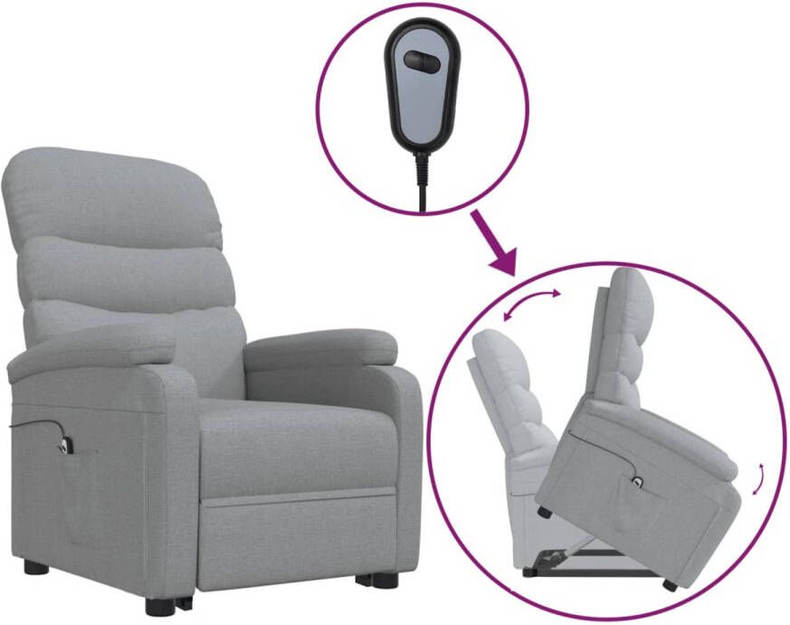 The Living Store Verstelbare Sta-op-stoel Lichtgrijs 70 x 91 x 100.5 cm Elektrische Sta-op functie Ademende stof
