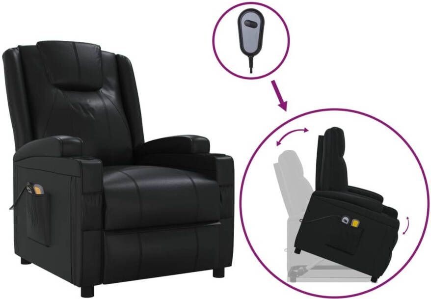 The Living Store Sta-op verstelbare massagestoel Zwart 75 x 88 x 100 cm Massage 6-punts trillingsmassage