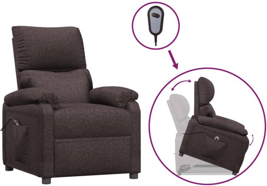The Living Store Sta-opstoel verstelbaar donkerbruin 71.5 x 93 x 98 cm elektrisch voor ouderen