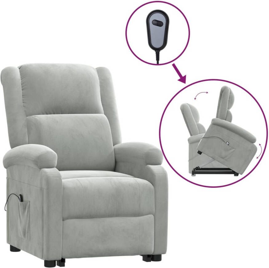 The Living Store Sta-opstoel verstelbaar Fluweel 70x93x98cm Lichtgrijs