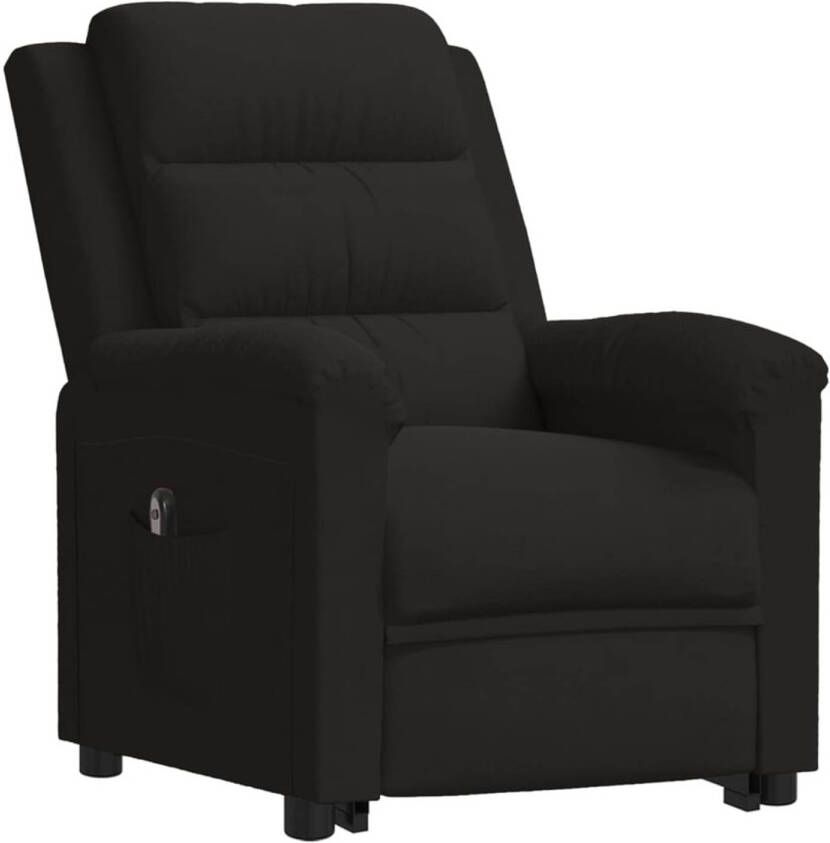 The Living Store Sta-opstoel verstelbaar Fluweel Zwart 74x92x101.5 cm Verstelbare rugleuning en voetensteun Geschikt voor ouderen