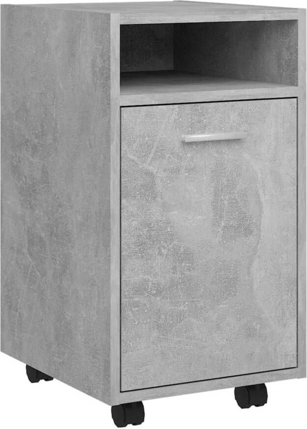 The Living Store Staande Kast betongrijs spaanplaat 33 x 38 x 60 cm inclusief zwenkwielen