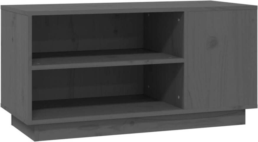 The Living Store Tv-meubel 80x35x40-5 cm massief grenenhout grijs Kast