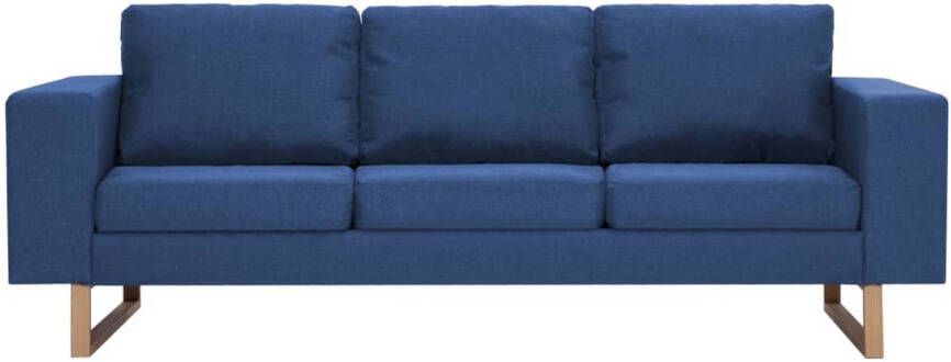 The Living Store Stoffen Bank 3-zits Blauw 200x82x75cm Comfortabel en duurzaam 3-zitsbank Banksofa Salontafel Woonkamer Meubels Lounge Meubilair