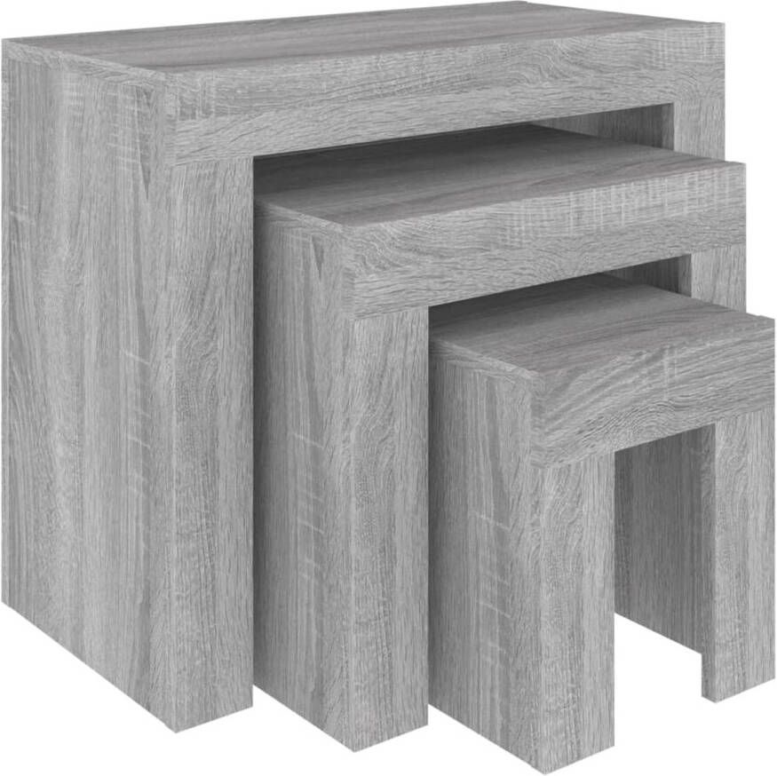 The Living Store Tafeltjesset Grijs Sonoma Eiken 61 x 30 x 50 cm Bewerkt Hout