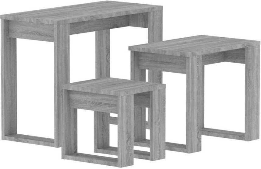 The Living Store Tafeltjesset Grijs Sonoma Eiken Compact ontwerp Multifunctioneel Eenvoudig te reinigen 3-delige set