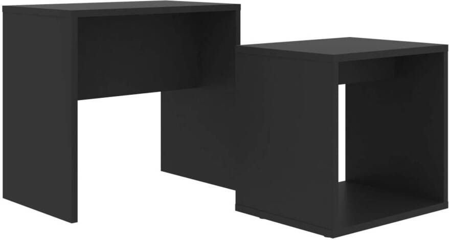 The Living Store Tafeltjesset zwart spaanplaat 48 x 30 x 45 cm 37 x 29 x 36 cm ruimtebesparend