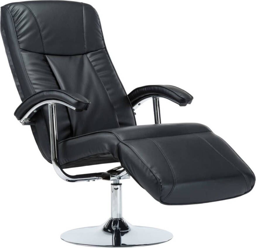 The Living Store Televisiefauteuil Kunstleer Zwart 68 x 137 x 104 cm Verchroomd metalen frame Televisionsfauteuil Loungestoel Relaxfauteuil Kunstleder Meubilair Zithoek