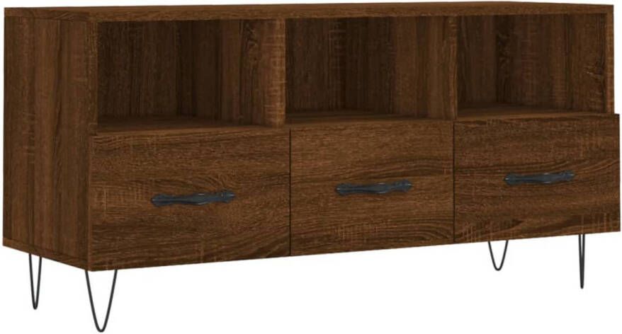The Living Store Televisiekast Bruineiken 102 x 36 x 50 cm Stevig materiaal Voldoende opbergruimte Televisiekast Houten Kast Bruine Eiken Mediakast Opbergruimte
