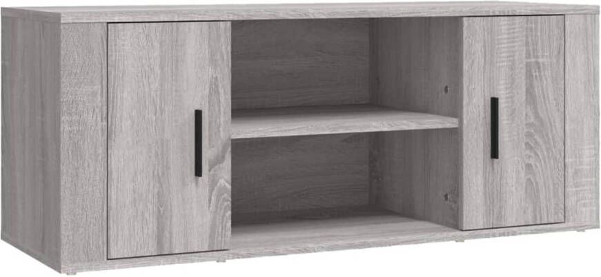 The Living Store Televisiekast Trendy en praktisch design Stevig bewerkt hout Voldoende opbergruimte Stofvrije deur Display functie Grijs sonoma eiken 100 x 35 x 40 cm