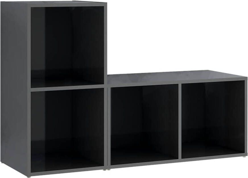 The Living Store Tv-meubelen 2 st 72x35x36-5 cm spaanplaat hoogglans grijs Kast