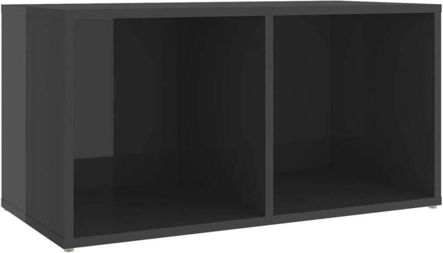 The Living Store Televisiekast Hoogglans Grijs 72x35x36.5cm 2 Vakken