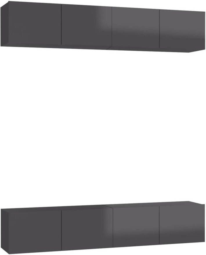The Living Store Televisiekast Hoogglans grijs 80x30x30 cm Montage vereist