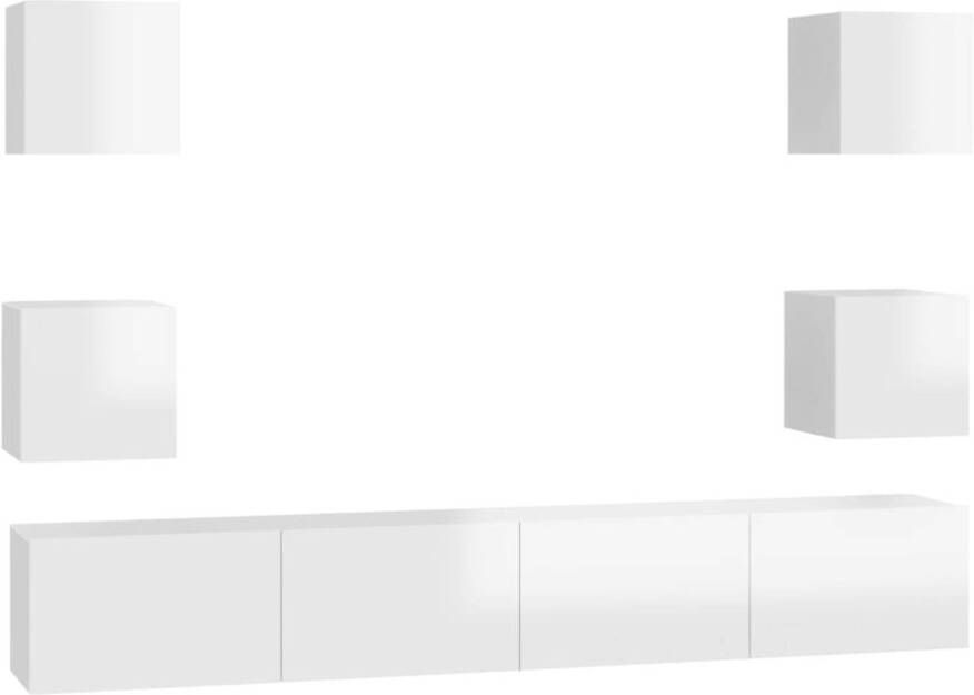 The Living Store Televisiekast Hoogglans wit 100 x 30 x 30 cm Meerdere vakken voor opbergen Eenvoudig te onderhouden