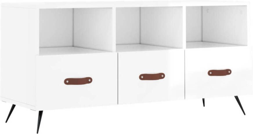 The Living Store Televisiekast Hoogglans Wit 102 x 36 x 50 cm Stevig en Praktisch Design